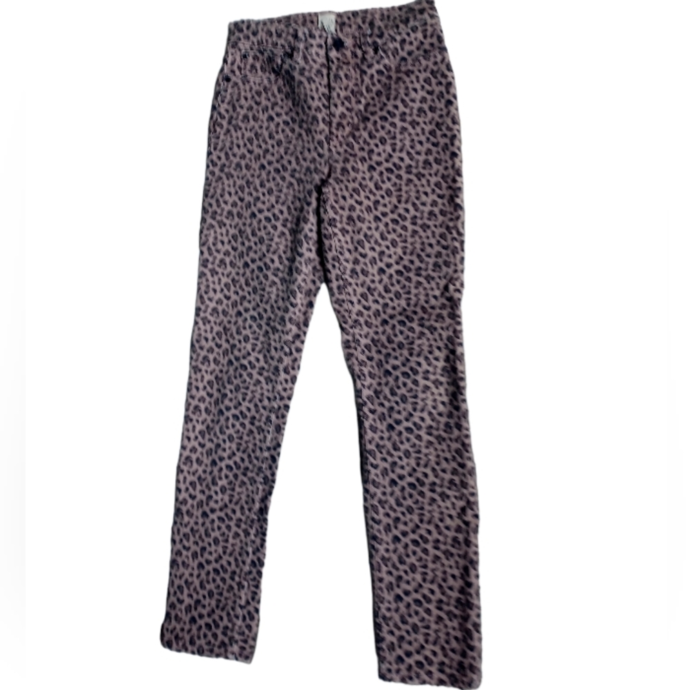 Rebecca Taylor LA Vie Womens Animal Print Midrise Denim Jeans Straight Size 25